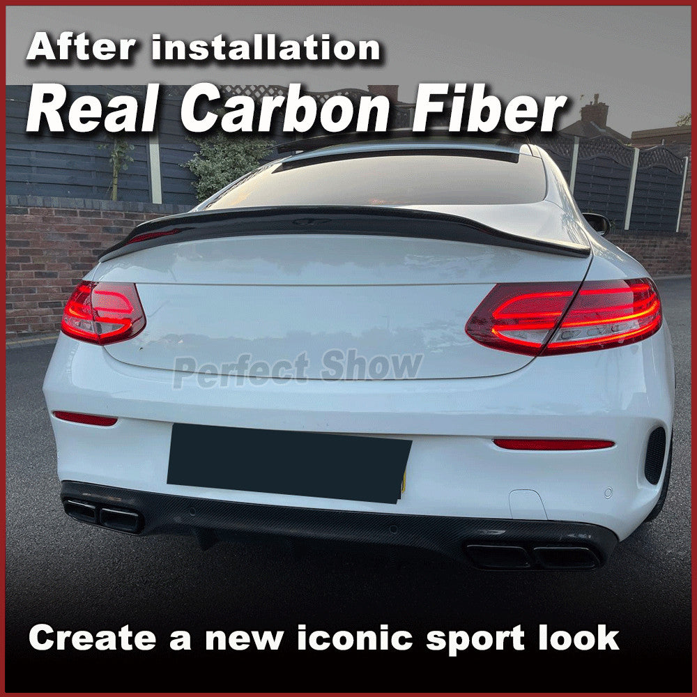 REAL Carbon Trunk Spoiler Wing for Mercedes C205 C200 C300 C63 Coupe 2014-19