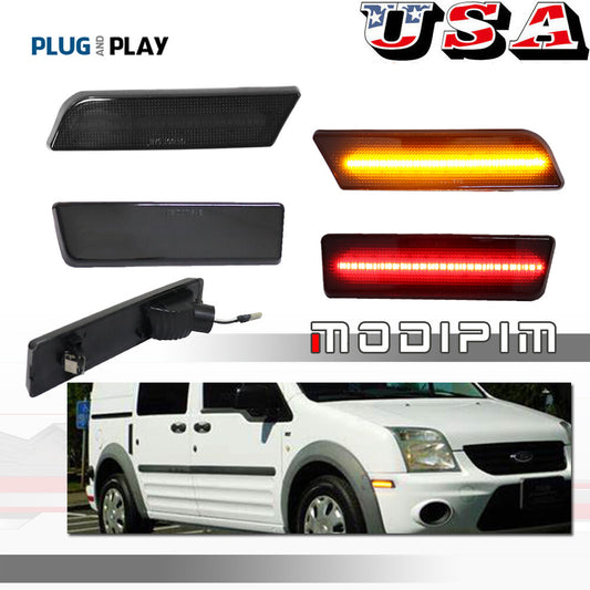 Applicable to 10-13 for Ford Transit Connect front and rear LED side bumper marker lights (smoked)