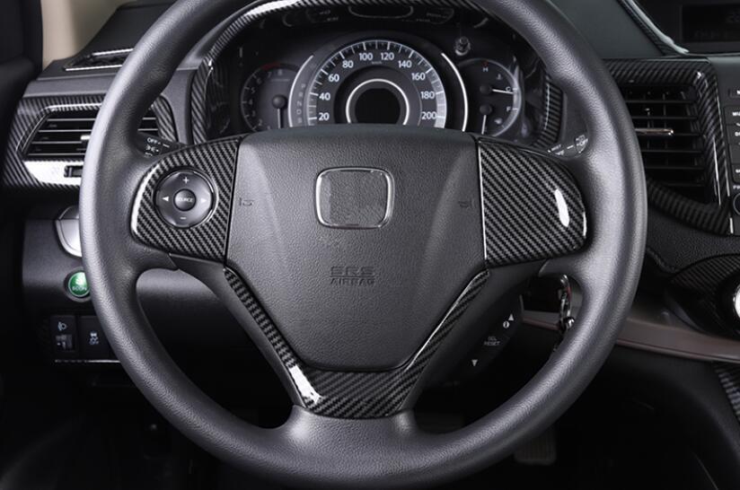 Carbon Fiber ABS Steering Wheel Button Cover Trims for Honda CR-V CRV 2012-2016