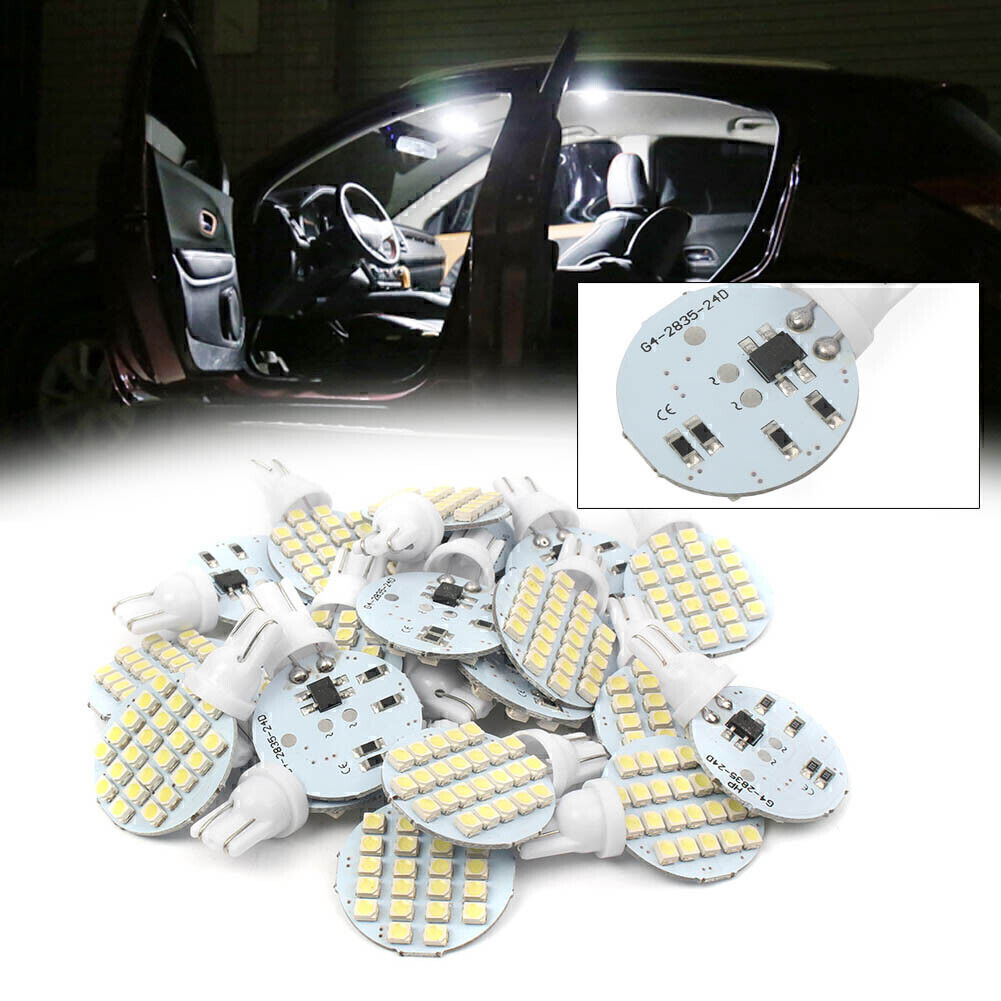 20x Super White T10/921/194 RV Trailer Landscaping 24SMD Interior LED Light Bulb