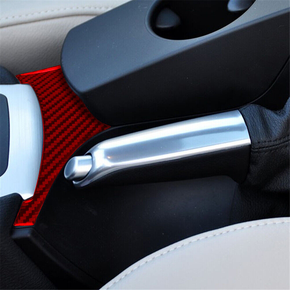 Red Carbon Fiber Console Gear Shift Lower Panel Cover Fit for BMW X3 E83 2004-10