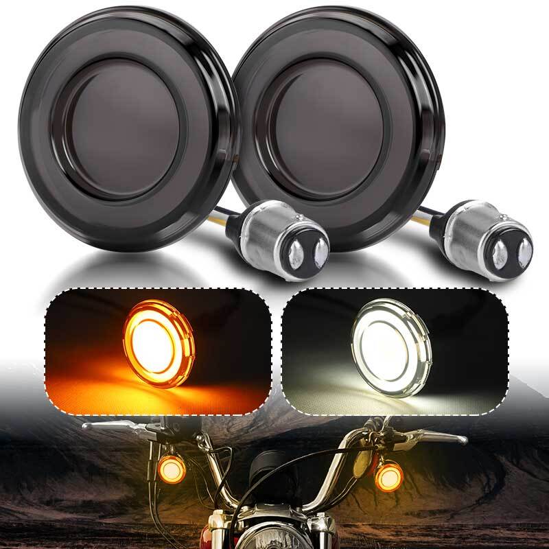 2x 1157 LED Smoke Lens Turn Signal Light Amber White For Touring Softail Dyna XL