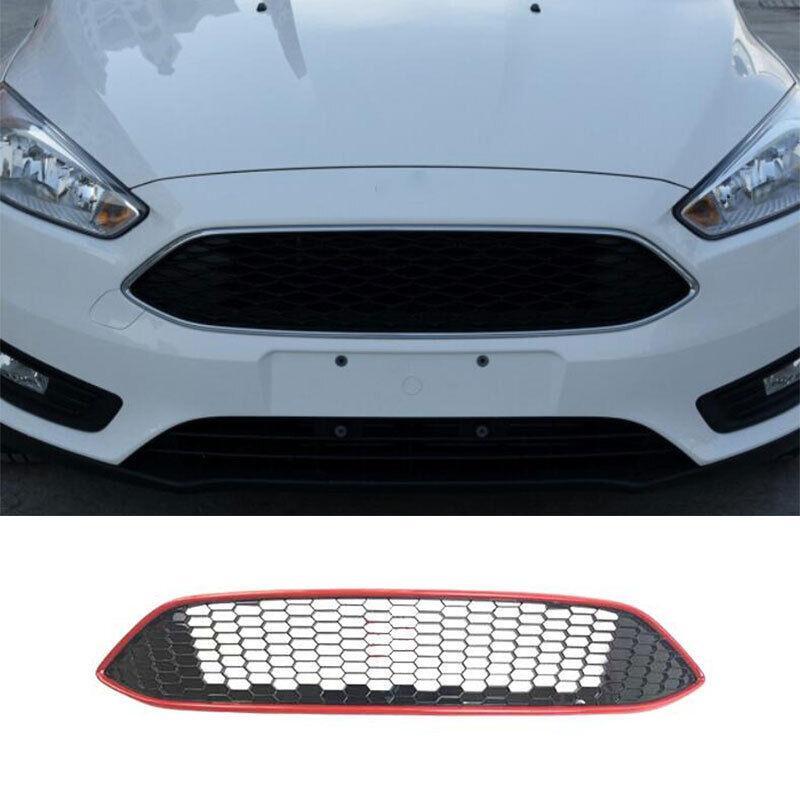 Front Upper Bumper Mesh Grill Grille 1PCS Fit for Ford Focus 2015-2018 Paint Red