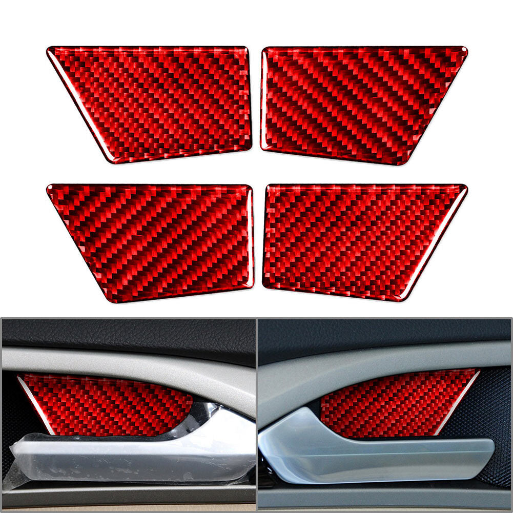 Door Handle Bowl Panel Cover Trim Fit for Ford Mondeo 2013-2019 Carbon Fiber Red