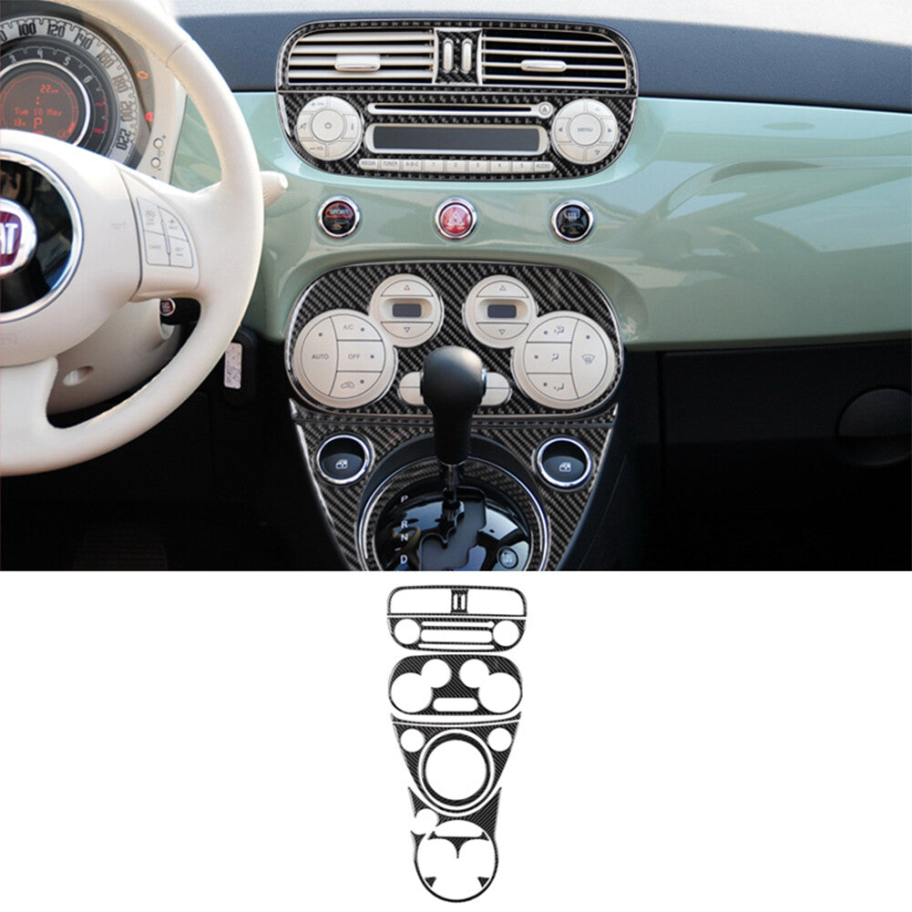 29Pcs Carbon Fiber Interior Full Kit Cover Trim Sticker for Fiat 500 2012-2015
