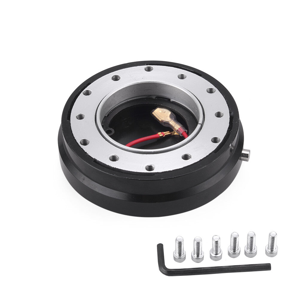 6 Hole Steering Wheel Quick Release Hub Racing Adapter Snap Off Bolt Silver
