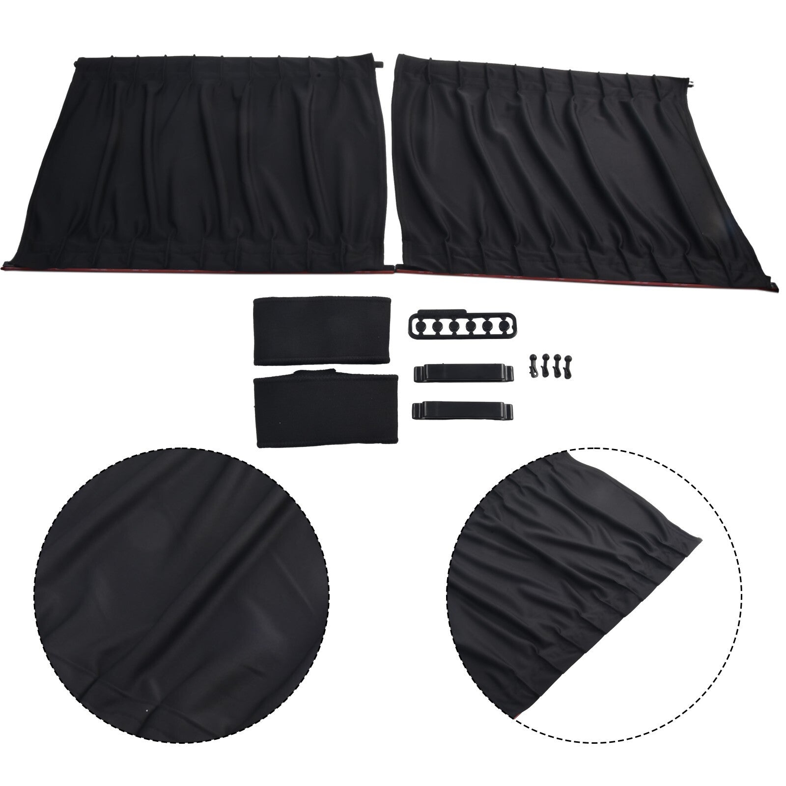 2Pcs Car Van SUV VIP Casement Curtain Anti-UV Sunshade Visor 50x39cm Black
