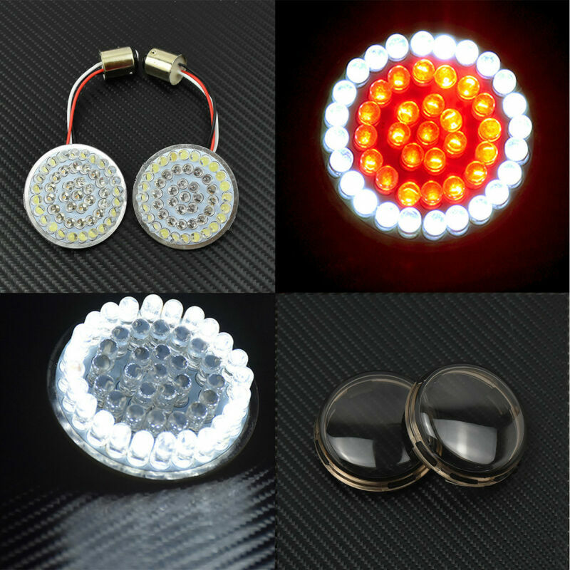 2 Bullet Turn Signal White/Red LED Light w/ Somke Lens Cover Fit for Harley