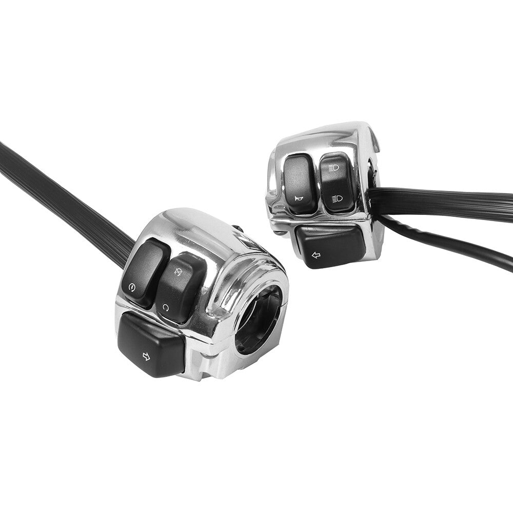 Chrome 1 Handlebar Control Switches+ Wiring Harness for Harley Sportster Dyna