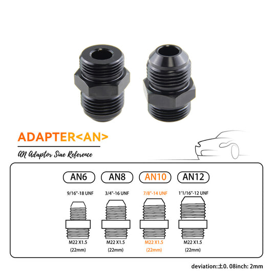 2PCS M22 x 1.5 to Metric AN10 Adaptor Fitting For Oil Cooler Radiator+O-ring