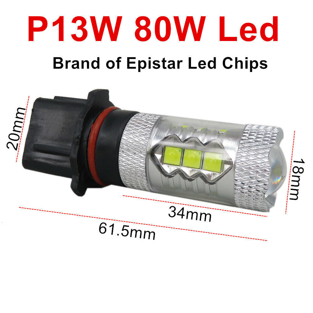 P13W White LED Replace Front Fog Bulbs for 2015-2020 for GMC for Yukon XL