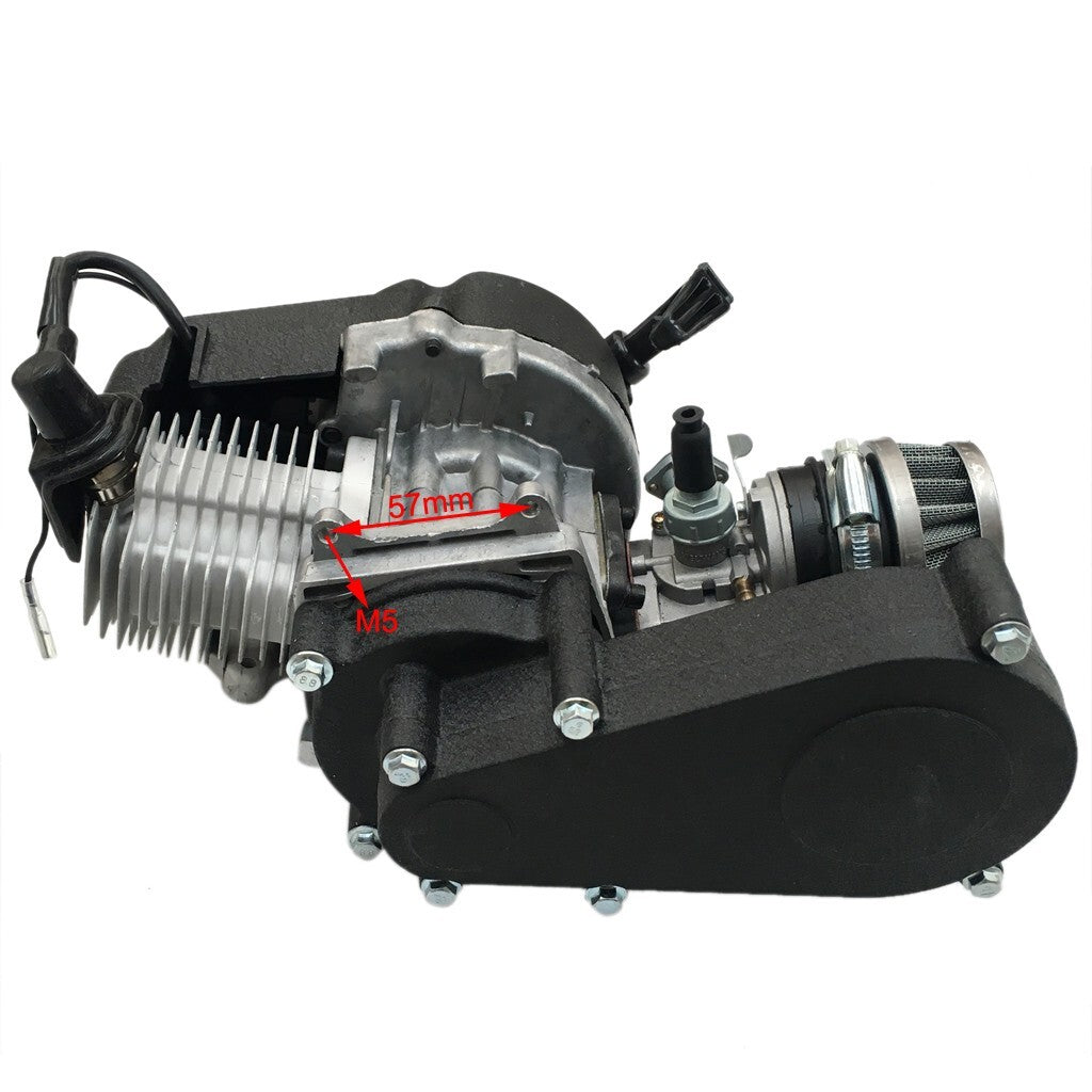 2-stroke 49cc engine + T8F chain + 54T sprocket suitable for mini bicycles, go-karts, and all-terrain vehicles.