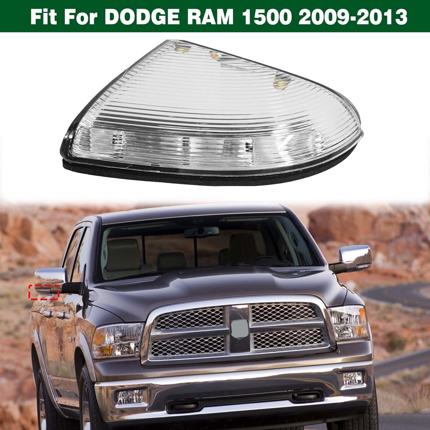 Right Front Passenger Side Mirror Turn Signal Light for Dodge for Ram 1500 2009-2013