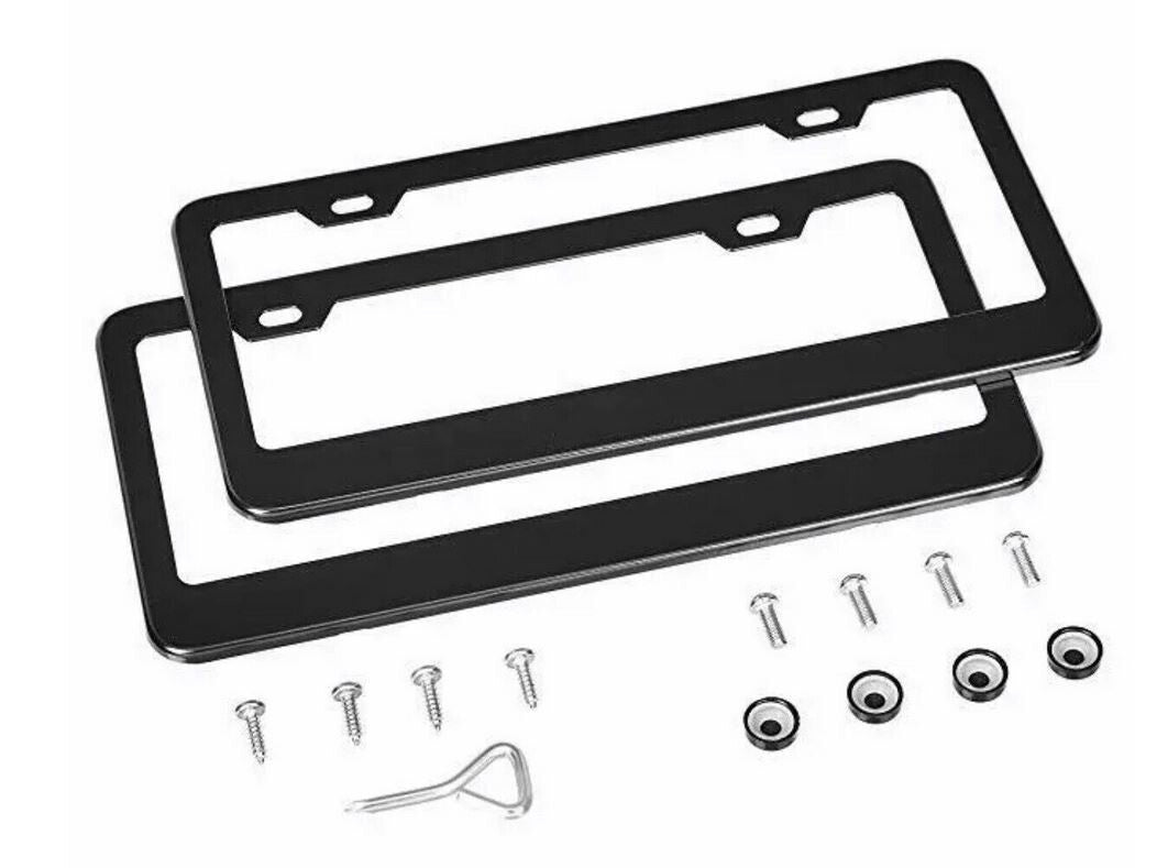 Car license plate frame cover for trunk, black standard metal, suitable  for ford  2-piece set.