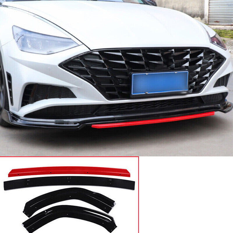 for Hyundai Sonata 2020-2023 Black Red Front Bumper Lip Spoiler Splitter 4PCS