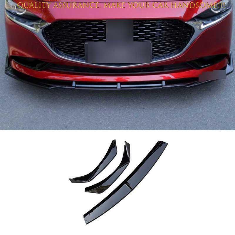 for Mazda 3 Axela 2019-23 Bright Black ABS Front Bumper Lip Spoiler Bodykit Trim