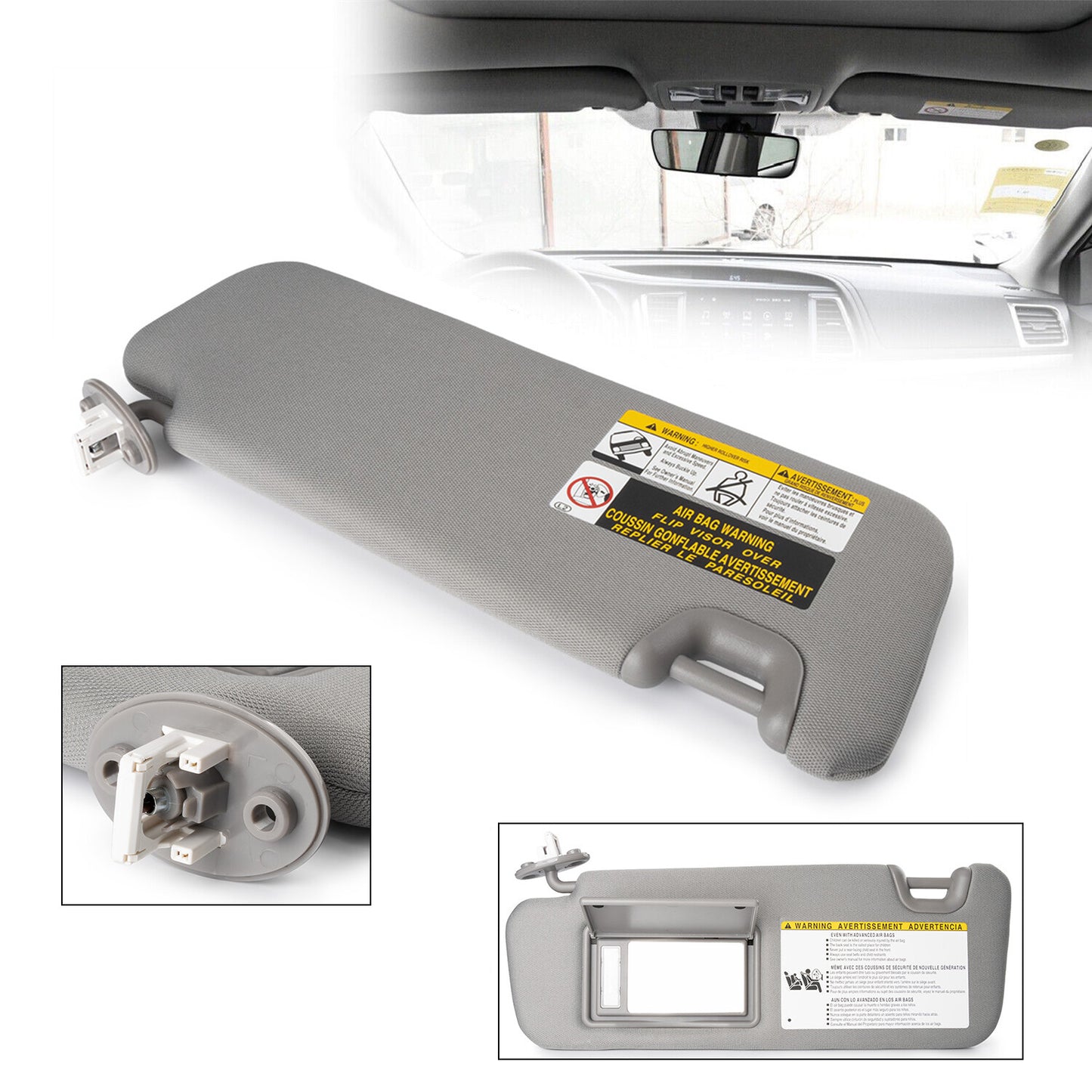 Suitable for Toyota 14-19 Highlander, left gray sun visor with light, 74320-0E074-B0