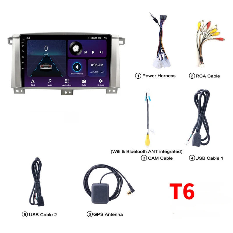 for Toyota LC100 for Land Cruiser 2002-2007 Android CarPlay Car Stereo Radio GPS BT