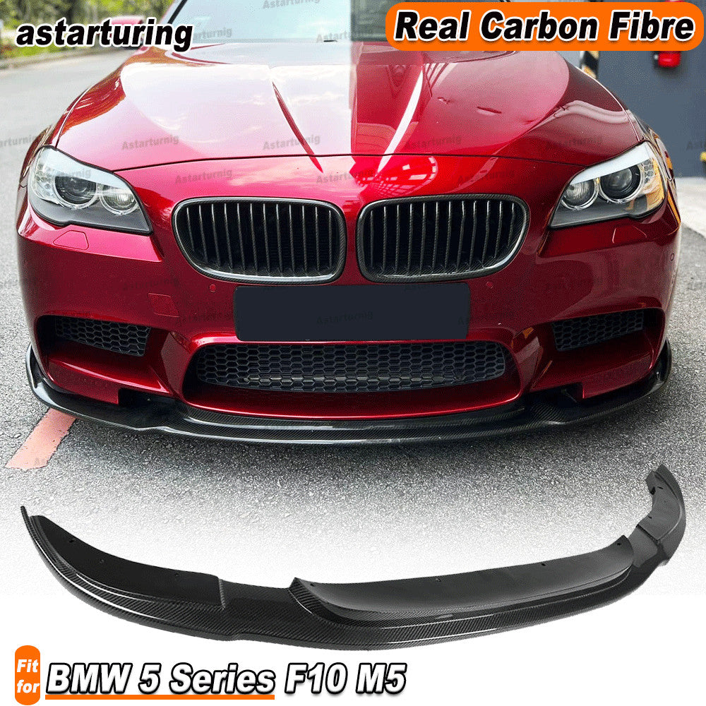 for BMW 5 Series F10 M5 Sedan 2012-16 REAL Carbon Fiber Front Bumper Lip Spoiler