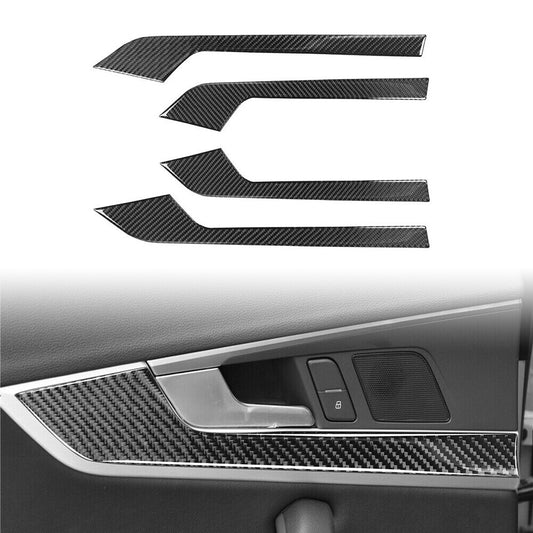 4Pcs Carbon Fiber Look Interior Door Handle Panel Trim for Audi A4 B9 2017-2020