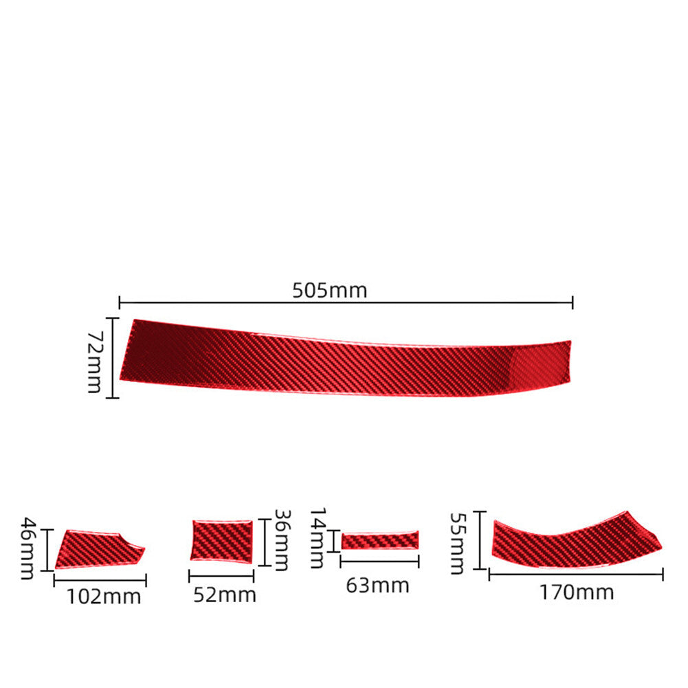 Red Carbon Fiber Center Control Decorative Trim for Toyota Highlander 2008-2013