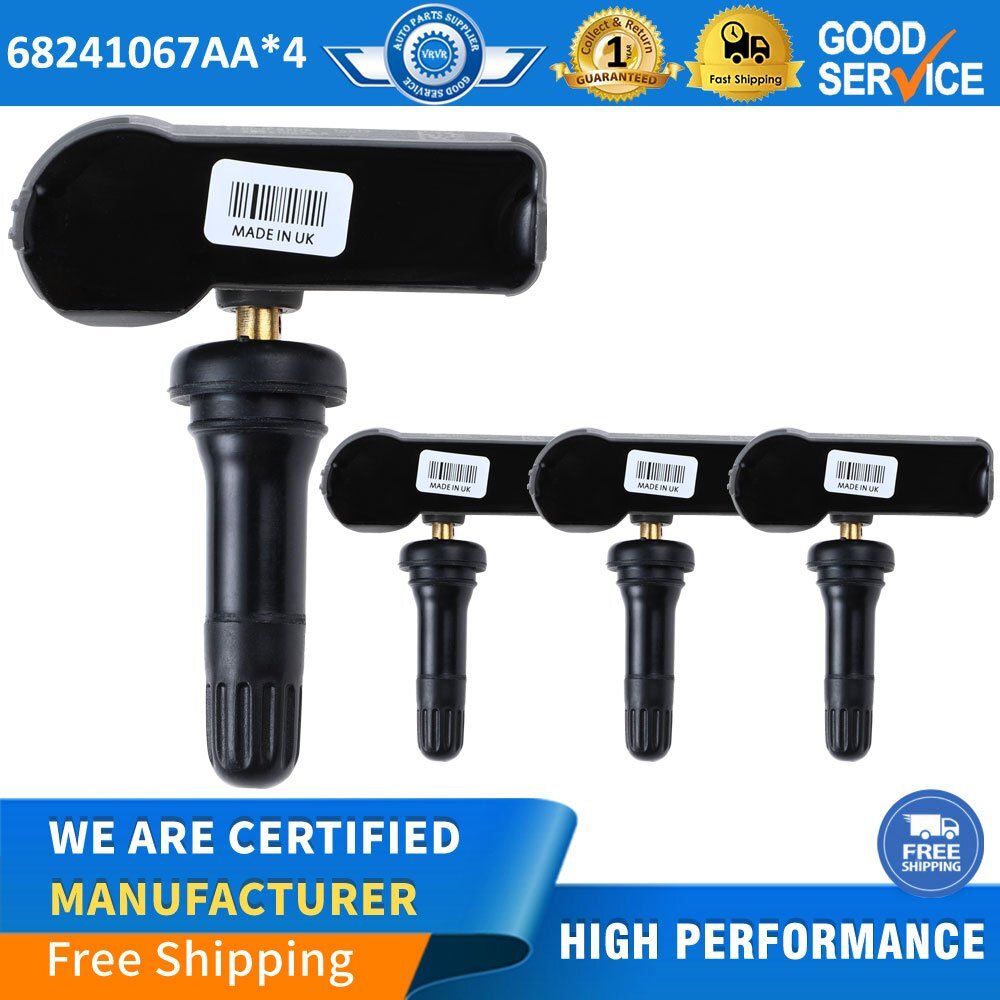 4-pack Tire Pressure Sensors TPMS 68241067AA 68406537AA for Jeep , for Chrysler , for Dodge , for Ram