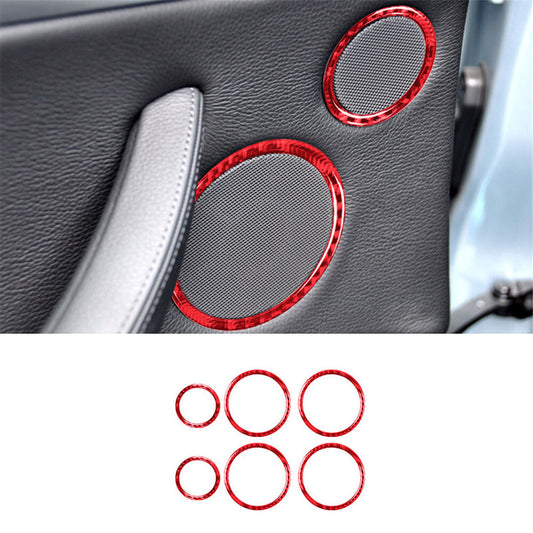 6x red carbon fiber door speaker trim for BMW X5 E70 X6 E71 2008-2013