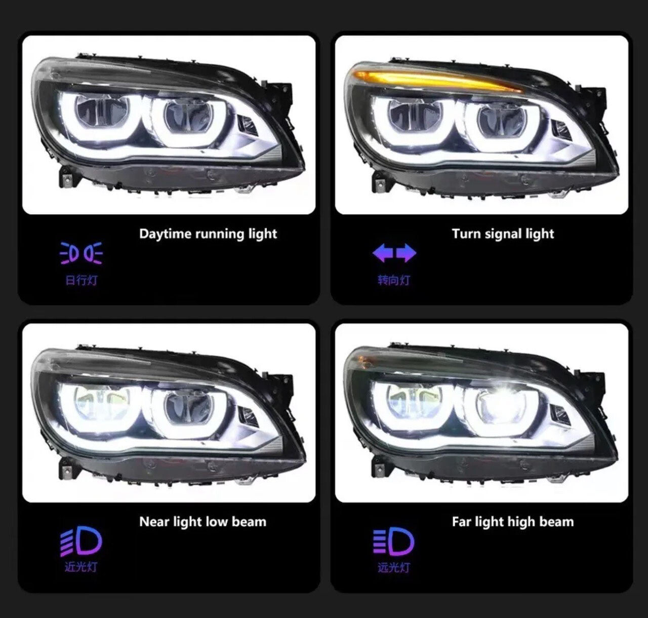 LED Headlights Assembly for BMW F01 F02 2009-2012 Xenon W/AFS Facelift