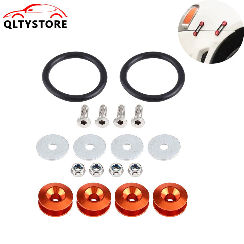 Orange Quick Release Fasteners Bumper Trunk Fender Hatch Lids Kit Aluminum