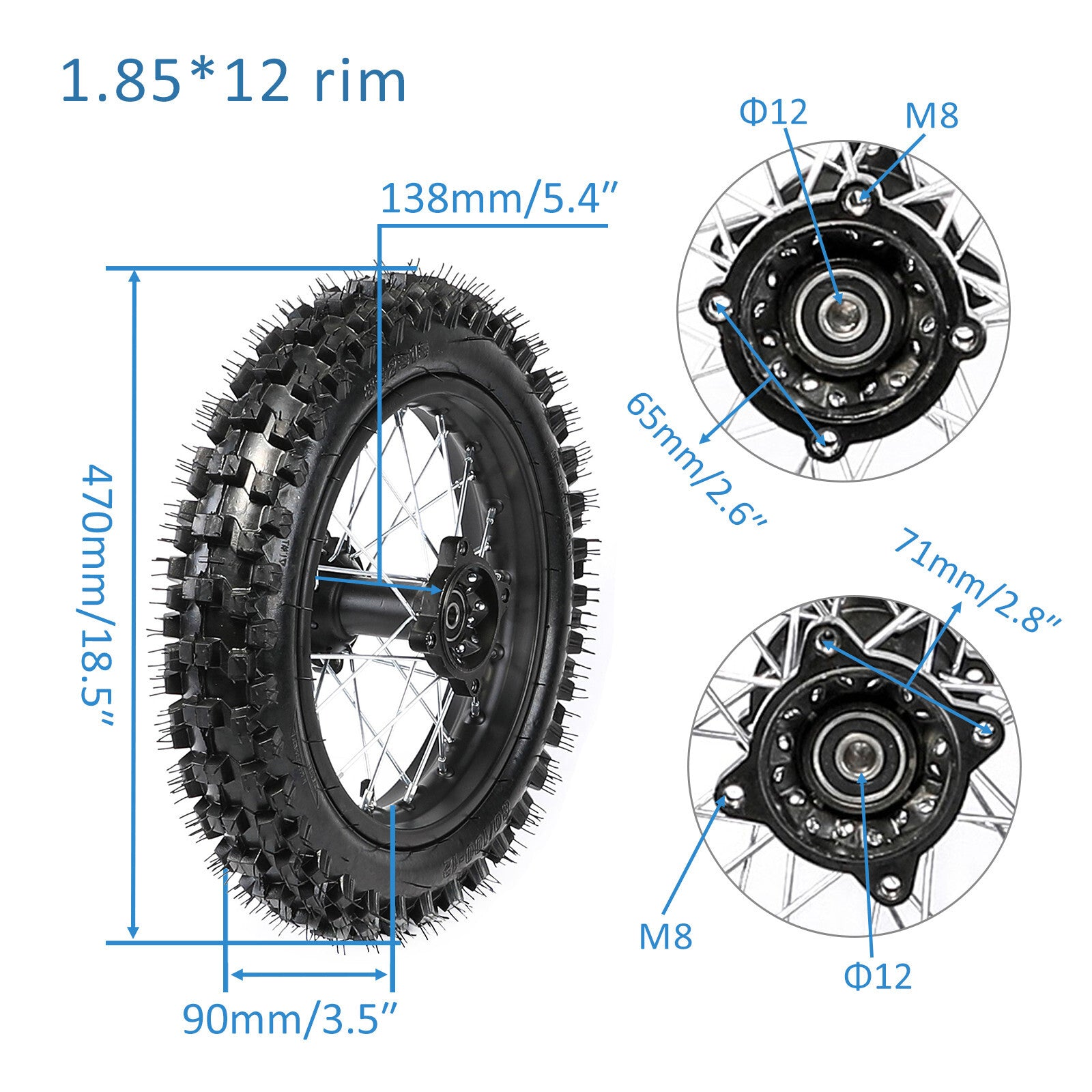 Front fork + rear swingarm + 14-inch/12-inch wheel kit 80/100-14 CRF70 XR