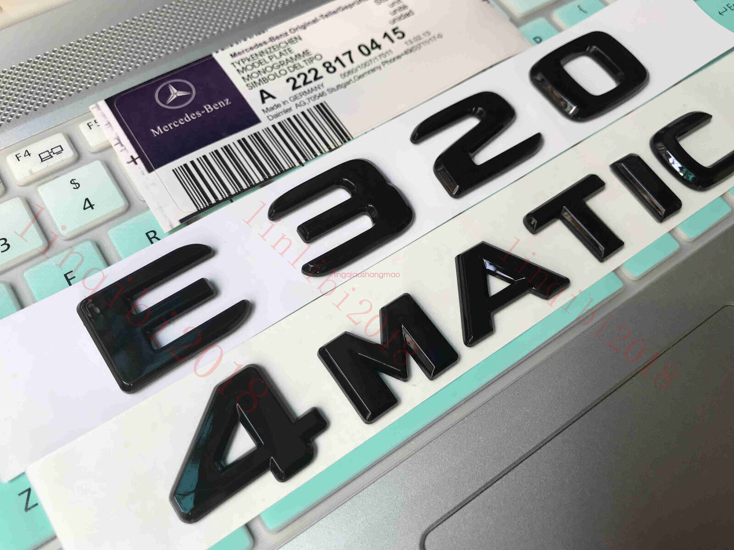 Gloss Black  E320 4 MATIC  Number Letters Trunk Badge Emblem for E320 4 MATIC