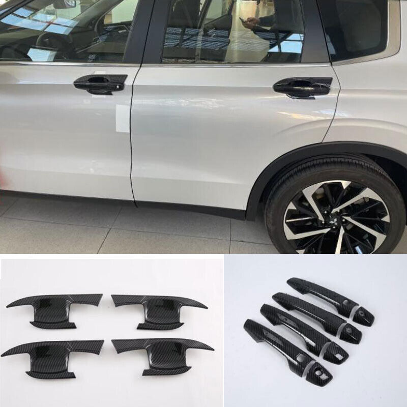 for Mitsubishi Outlander 2022-23 Carbon Fiber Style Door Handle+Bowl Cover Trims