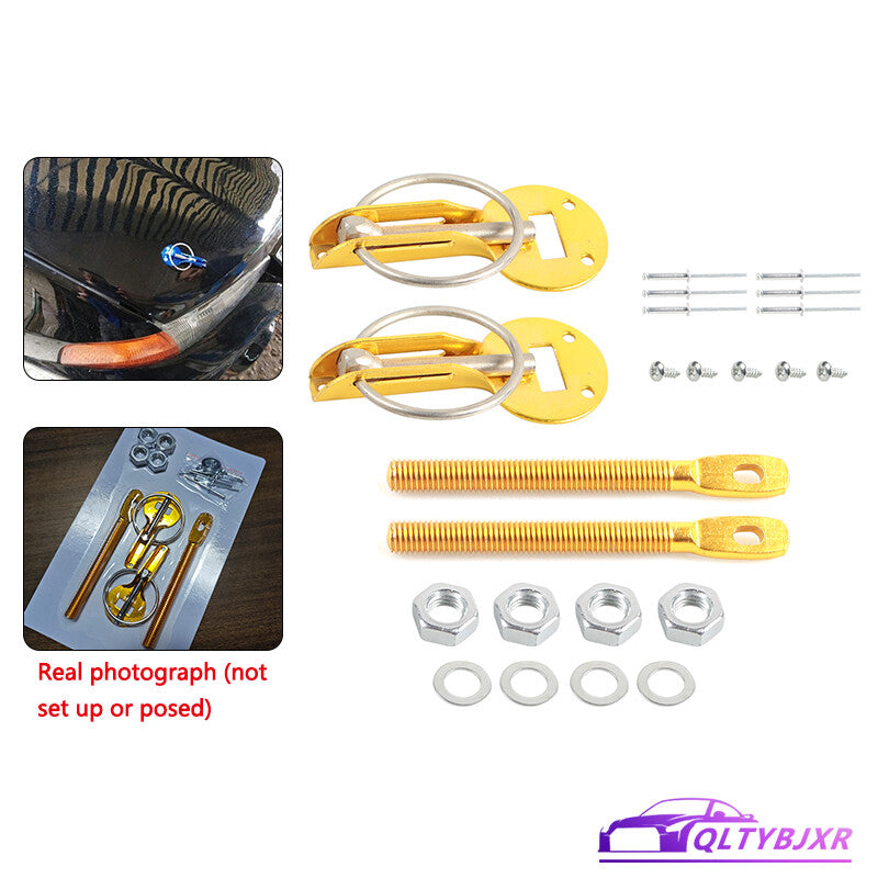 Gold Car Hood Pin Pins Lock Alloy Steel Mount Bonnet Latch Kit Racing Universal