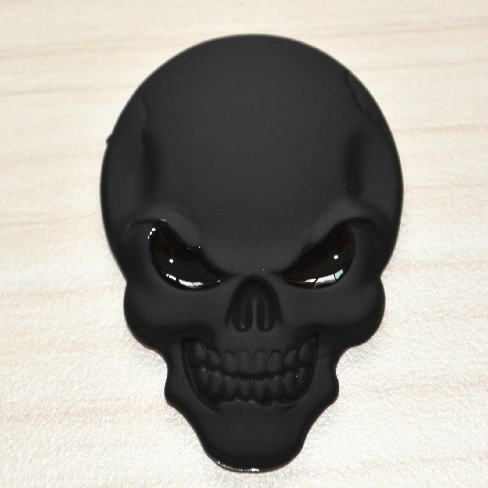 1Pcs Car Body Black Metal 3D Skull Demon 3M Sticker Metal Emblem Badge