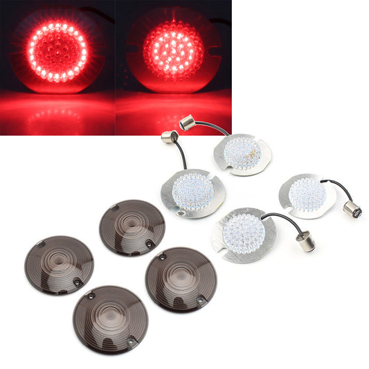Fit for Harley Road King 1157 Front Rear LED Turn Signals Smoked Lens Light Covers