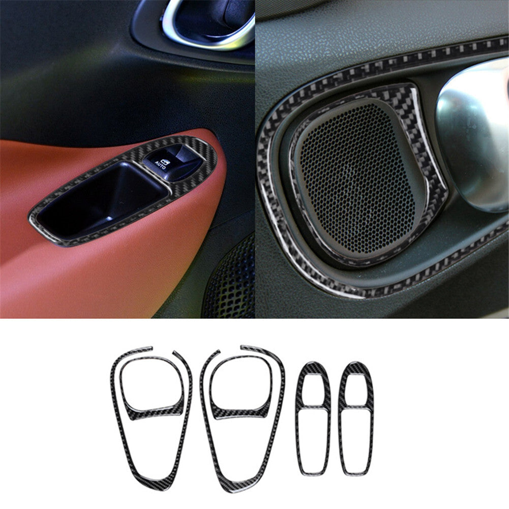 6PCS Carbon Fiber Interior Rear Door Handle Trim Cover for Fiat 500L 2014-2017