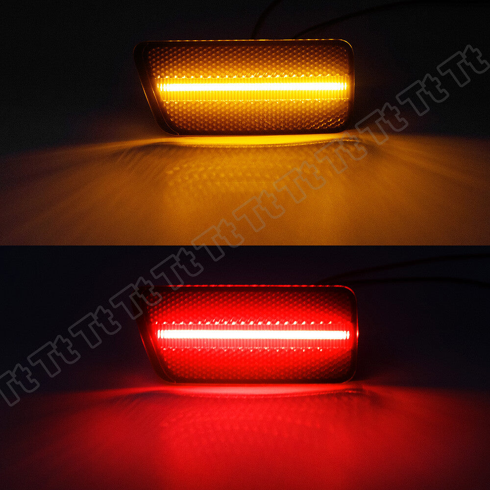 Smoked LED front and rear bumper side marker lights for 2021-24 for Ford for Mustang Sport 4-piece set