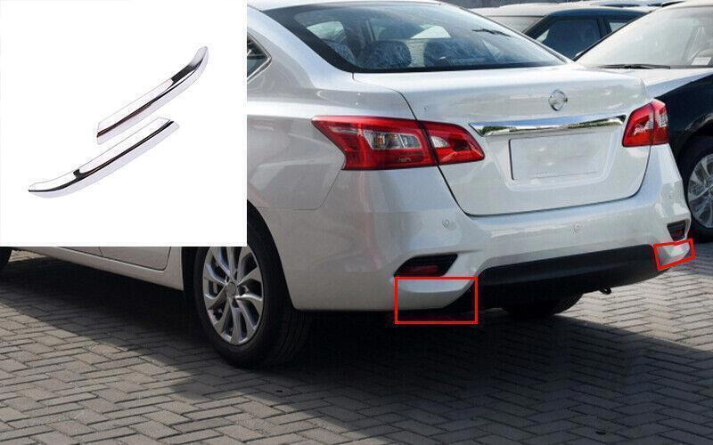 Rear Bumper Fog Light Lamp Strip Trim 2X for Nissan Sentra 16-2019 Steel Chrome