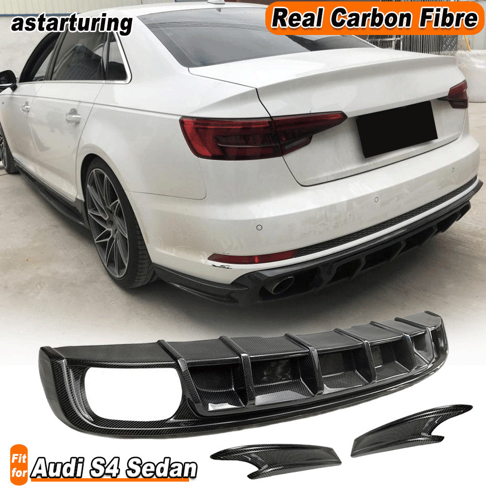REAL Carbon Rear Bumper Diffuser Lip Splitters Fit for Audi S4 Sedan 2017-2018