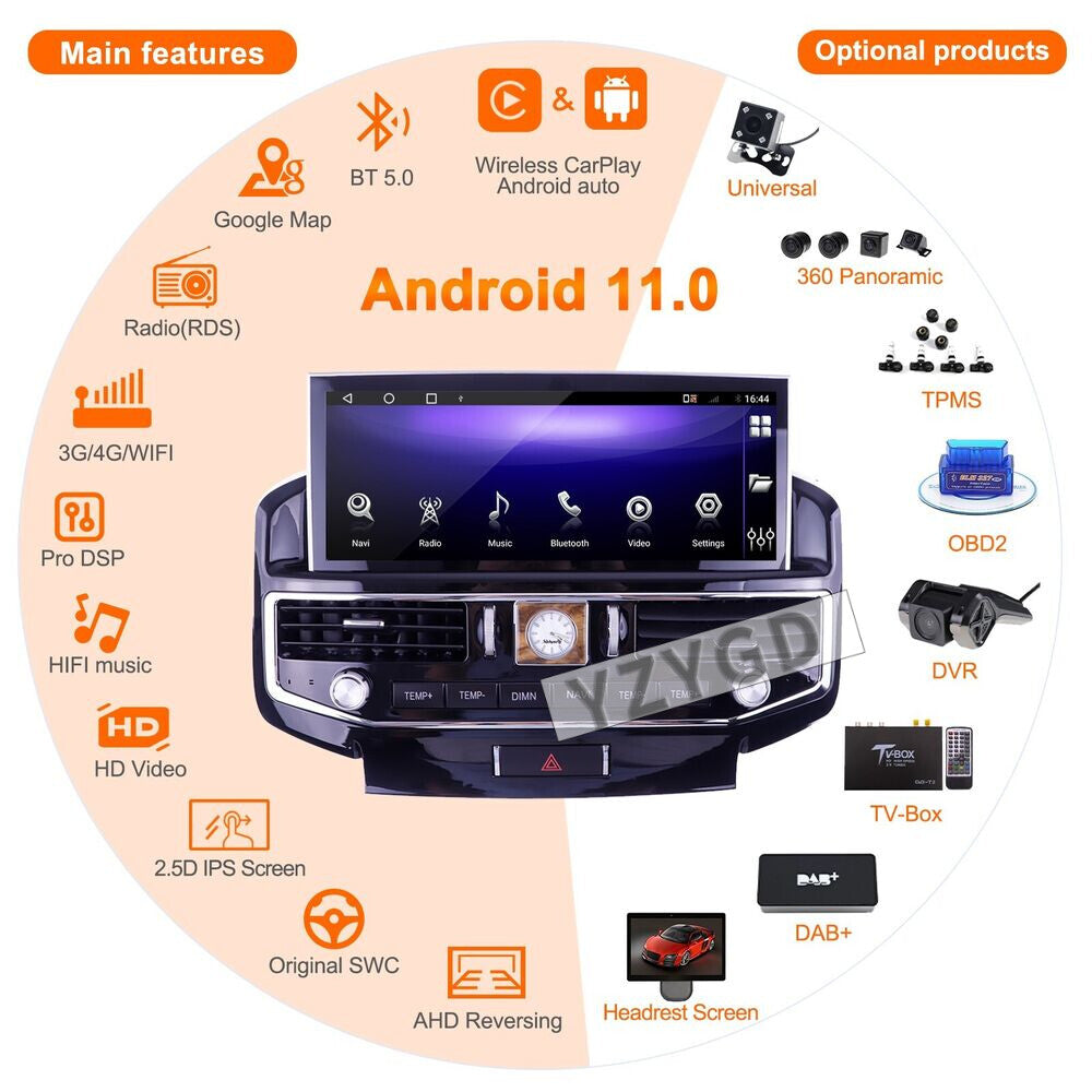 for Toyota for Land Cruiser LC200 2008-2015 Android Stereo Car Radio Receiver Screen