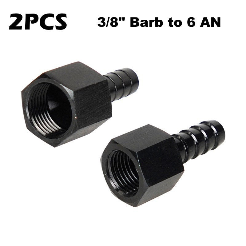 2-Piece Set x Accessory Hose End Straight 3/8 inch Barb to 6 AN Female Rotary Anodized Aluminum