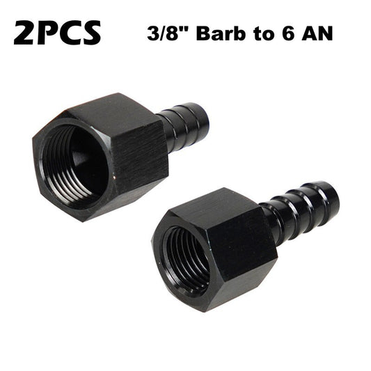 2-Piece Set x Accessory Hose End Straight 3/8 inch Barb to 6 AN Female Rotary Anodized Aluminum