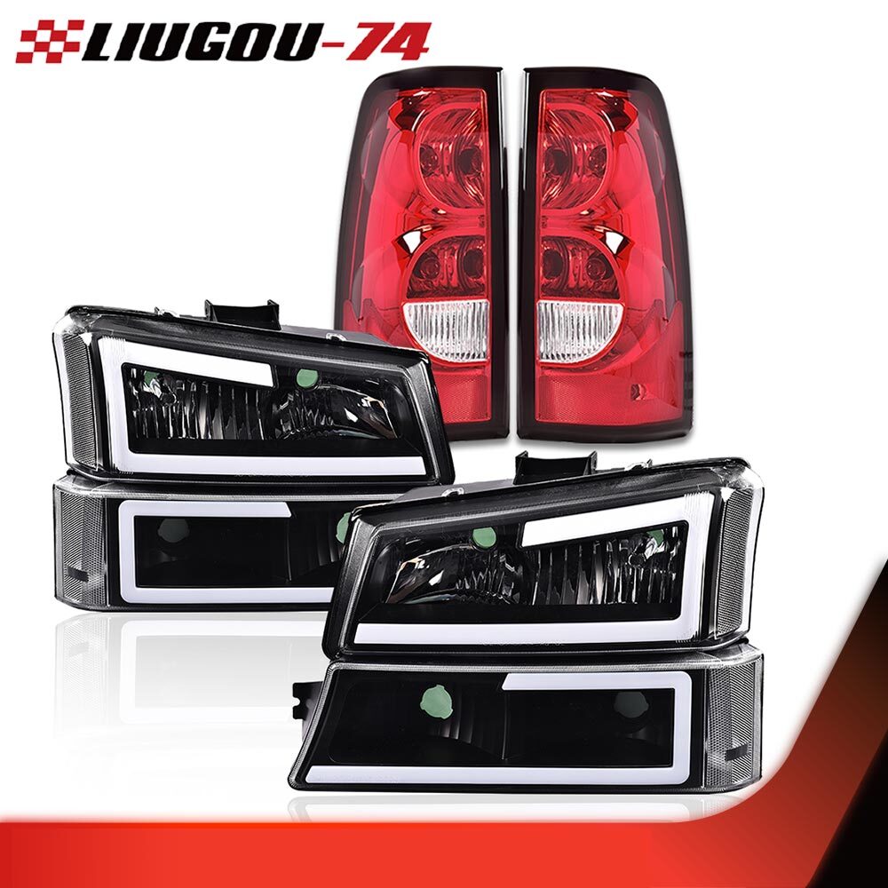 Suitable for 2003-07 SILVERADO AVALANCHE LED DRL headlights + taillights in black/clear.