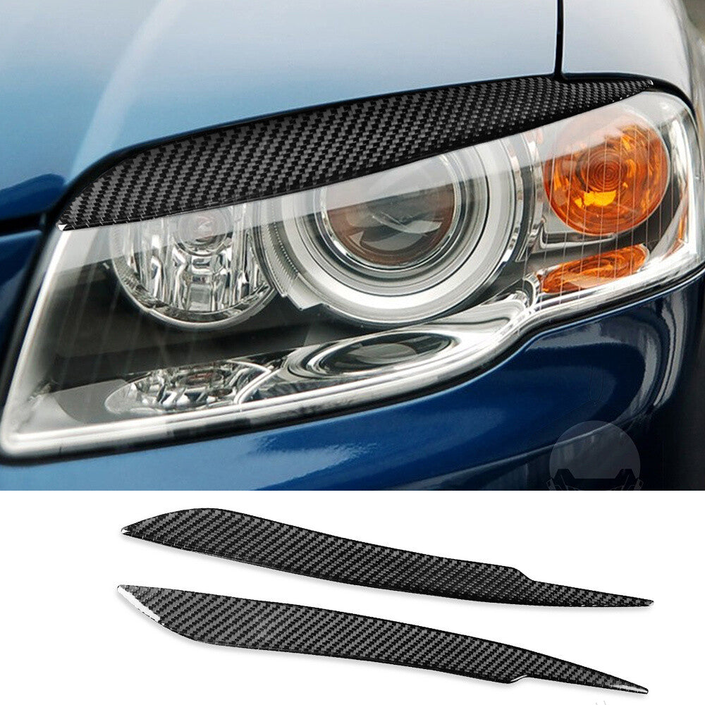 2¡ÁCarbon Fiber Front Headlight Eyelids Eyebrow Cover for Audi A4 B7 S4 2005-2008