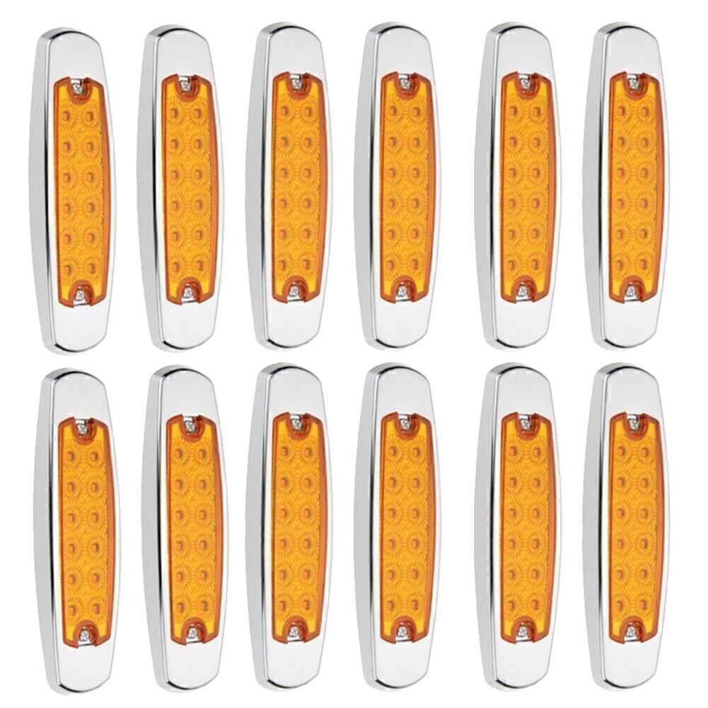 12x Amber 12 LED Sealed Side Marker Clearance Light Fish Shape Truck Trailer 12V