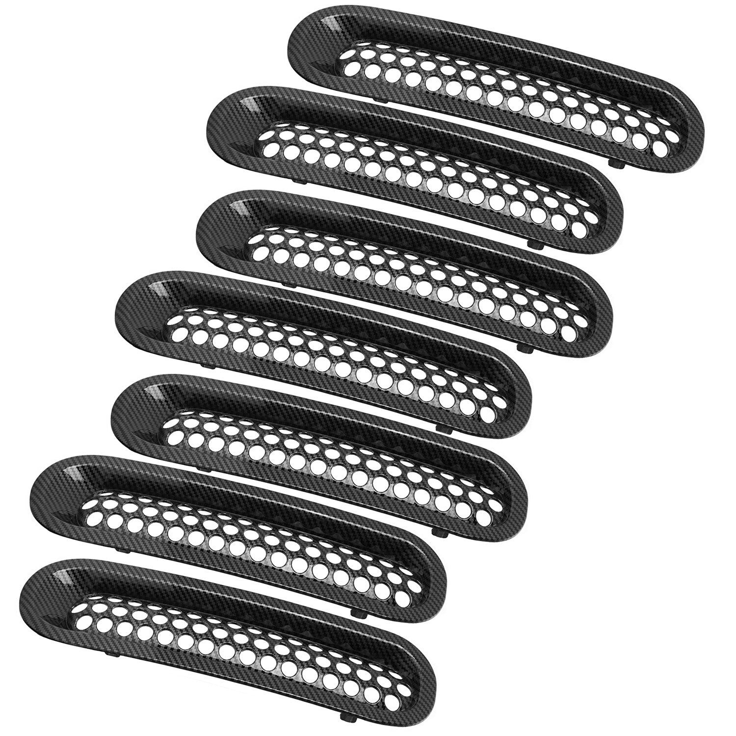7PCS Front Grill Mesh Insert Clip-in for Jeep for Wrangler JK 2007-2017 Carbon Fiber