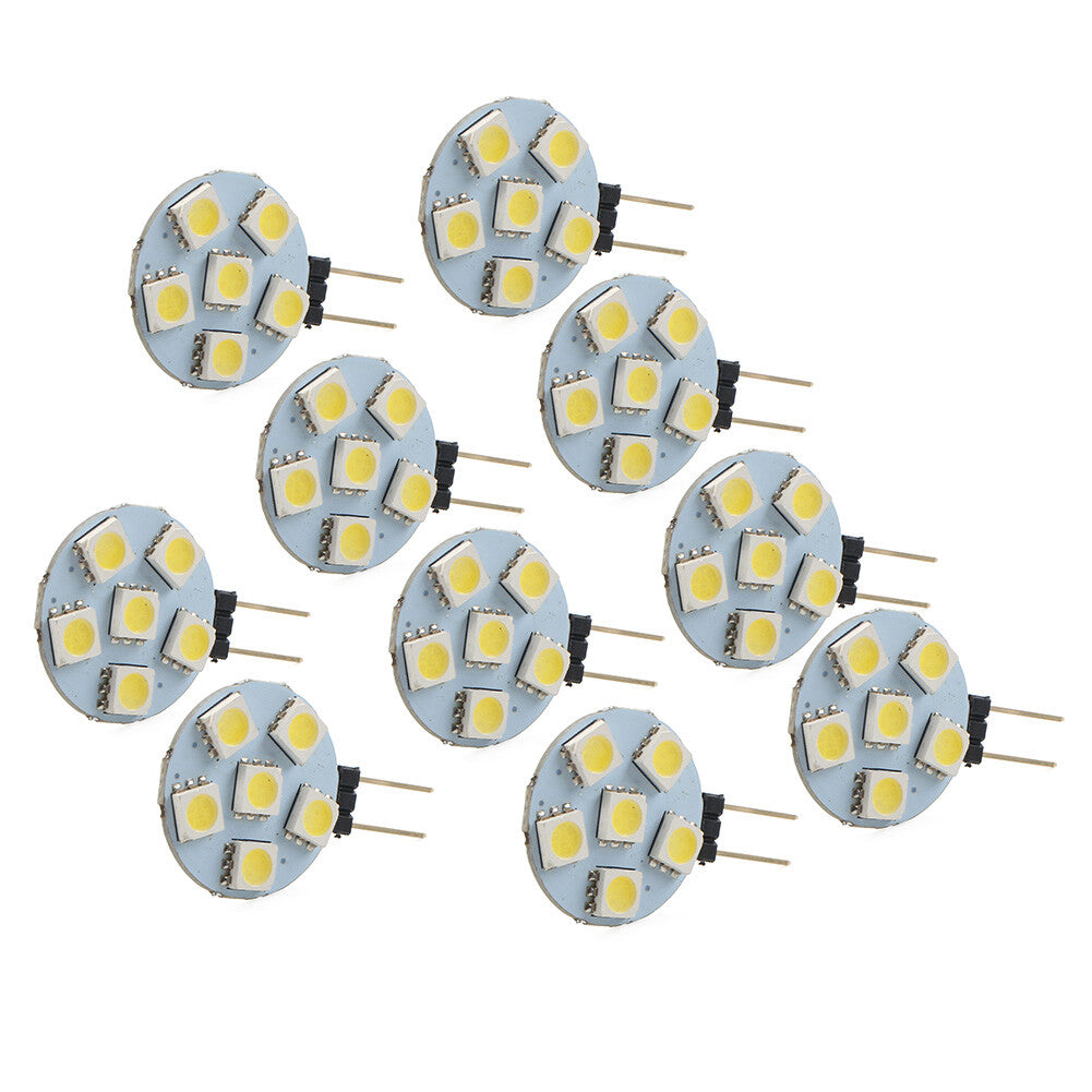 10Pcs White Light DC12V G4 Super Bright Flat Light 5050 SMD 6 LED Bulb Lamp