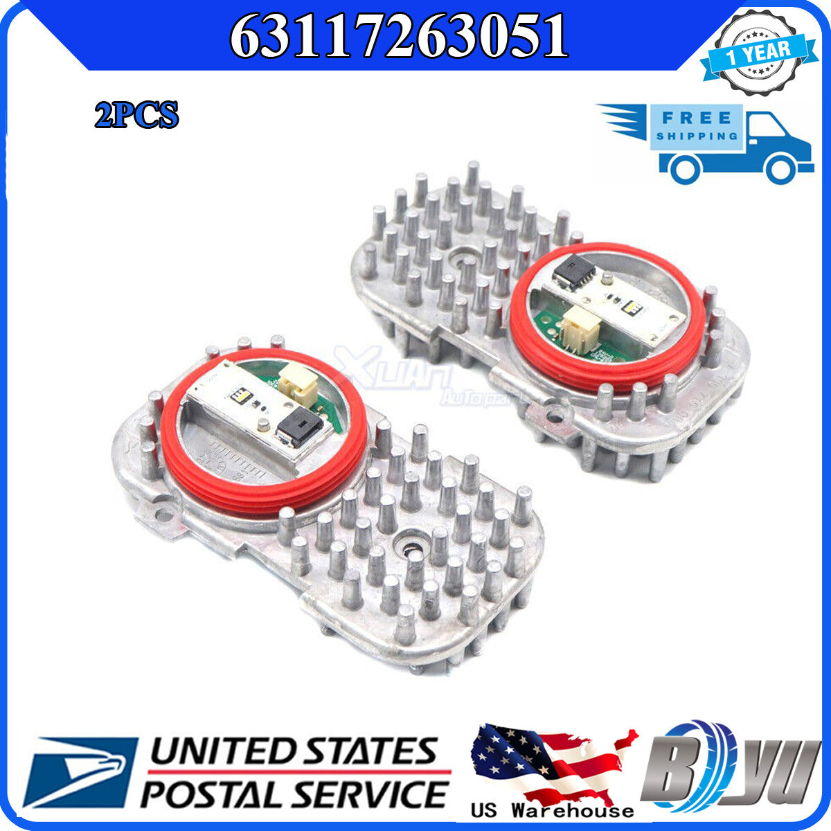 2-pack LED daytime running light modules for BMW 3 Series, 4 Series, 6 Series, X3, X5, X6 63117263051