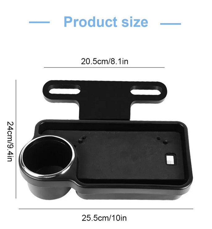 Car for Seat Back Organizer Storage Cup Holder Black ABS Tray Dining Table Foldable