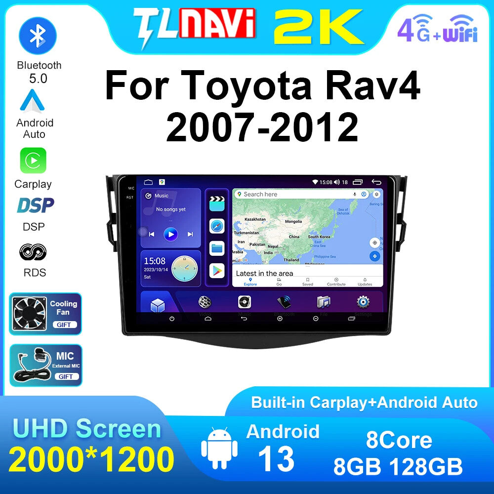 for Toyota RAV 4 2007-2012 Stereo CarPlay Car Radio GPS Multimedia Player Screen